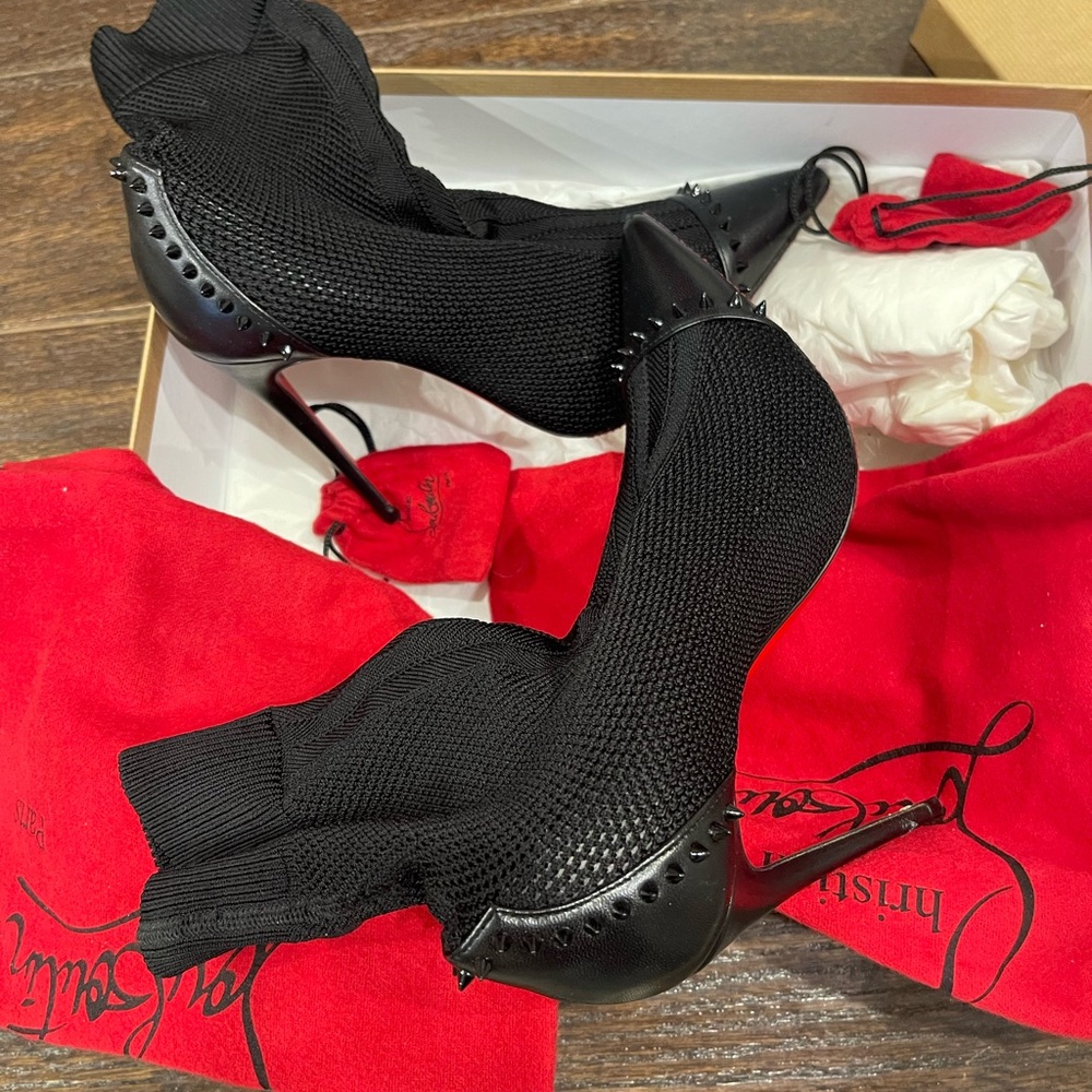 Christian Louboutin studded sock ankle bootie - Picture 5 of 12